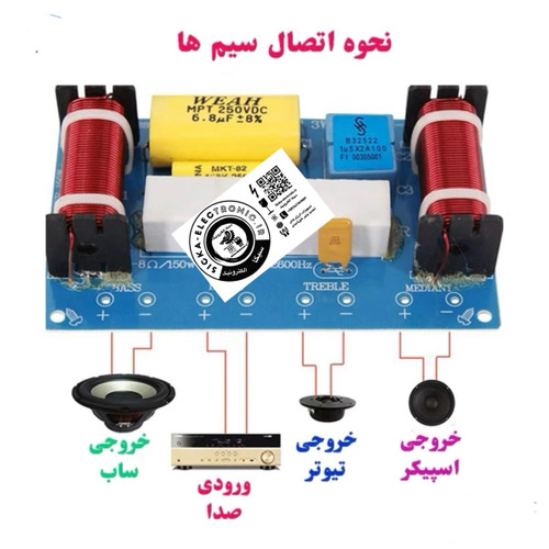 ماژول کراس اور بلندگو با سه خروجی ووفر،تیوتر،میدرنج بسیار با کیفیت و قدرتمند /تقسیم کننده فرکانس صوتی های فای (HI-FI)سه کاناله /فیلتر متقاطع 3 واحدی صوتی
